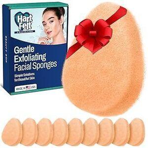 [10 Pack] Gentle Exfoliating Facial Sponge For Face - Daily Cleansing Scrubber -